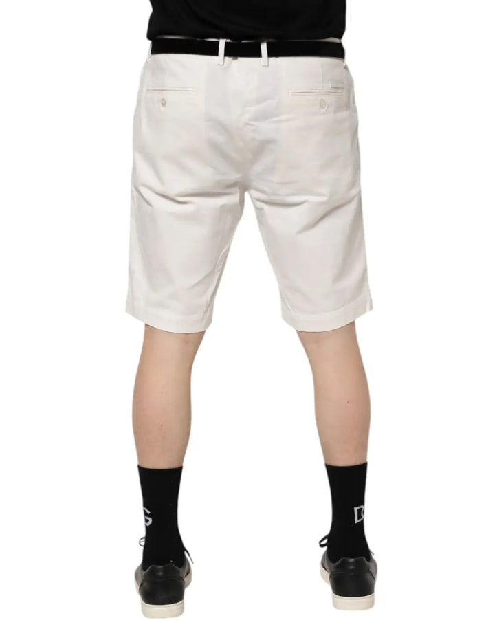 Dolce &amp; Gabbana White Chinos Cotton Stretch Men Casual Shorts
