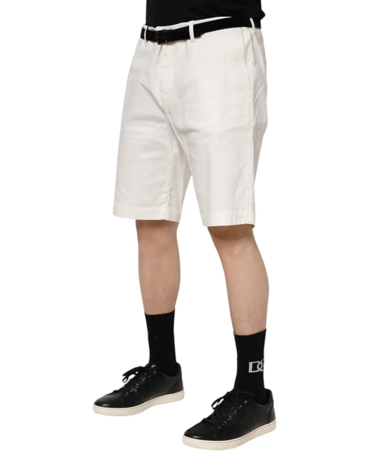 Dolce &amp; Gabbana White Chinos Cotton Stretch Men Casual Shorts
