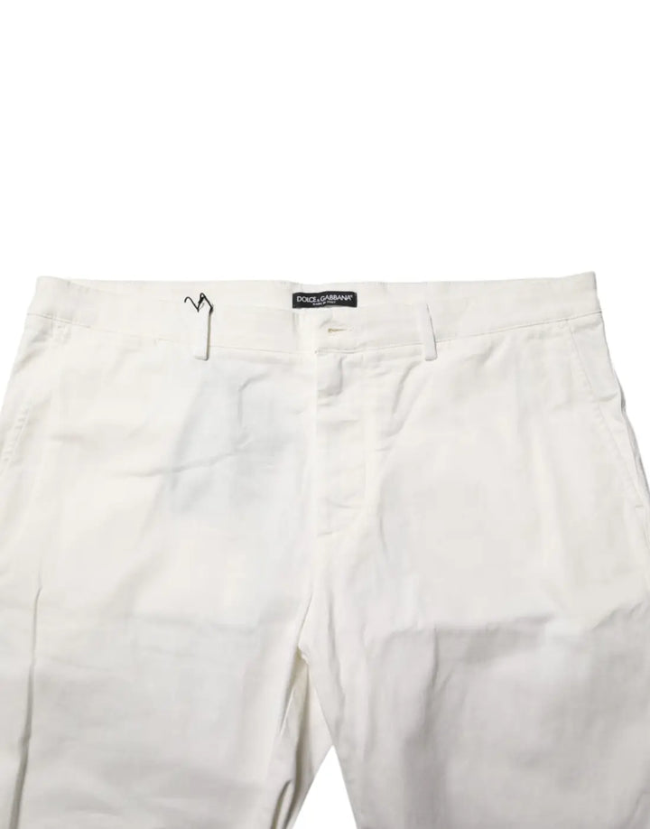 Dolce &amp; Gabbana White Chinos Cotton Stretch Men Casual Shorts