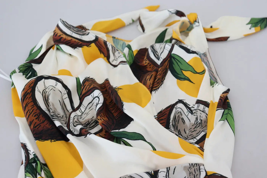 Dolce &amp; Gabbana White Coconut Print Sheath Mini Silk Dress