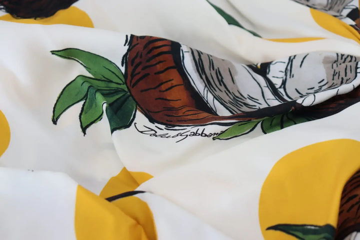 Dolce &amp; Gabbana White Coconut Print Sheath Mini Silk Dress