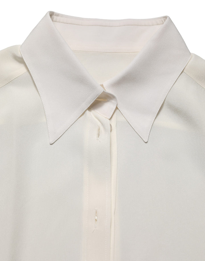 Dolce &amp; Gabbana Blouses - Women’s off White Collared Long Sleeves Blouse Top