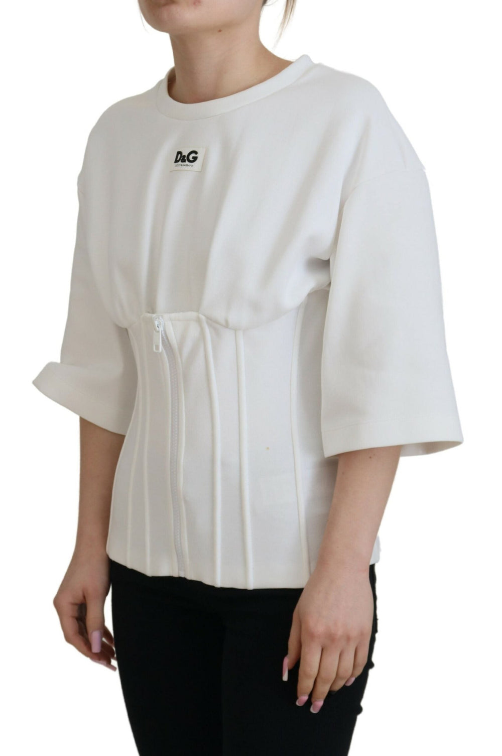 Dolce & Gabbana - White Corset Stretch Cotton Top T-shirt