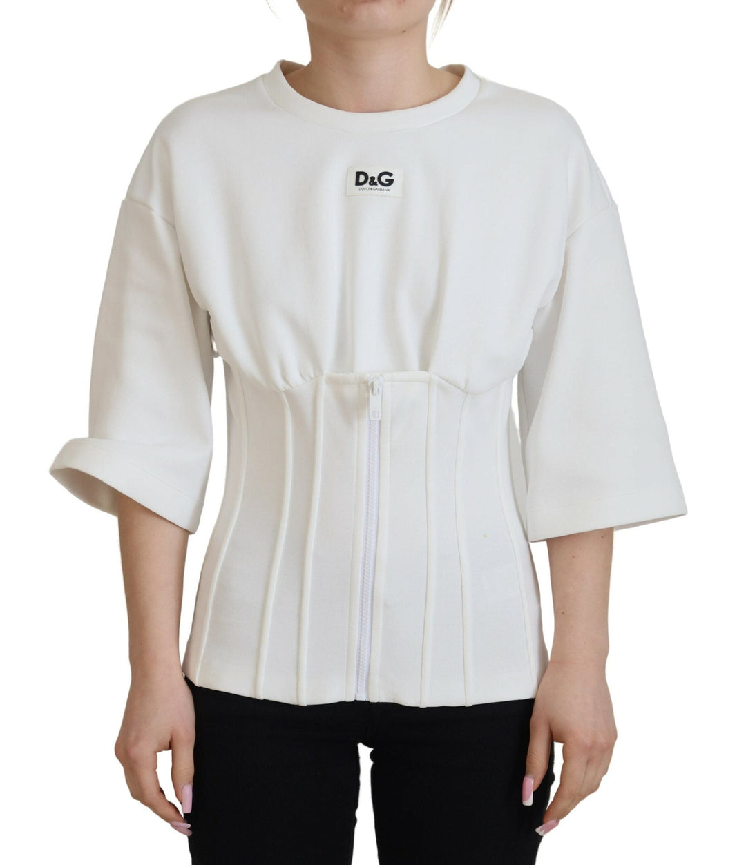 Dolce &amp; Gabbana - White Corset Stretch Cotton Top T-shirt