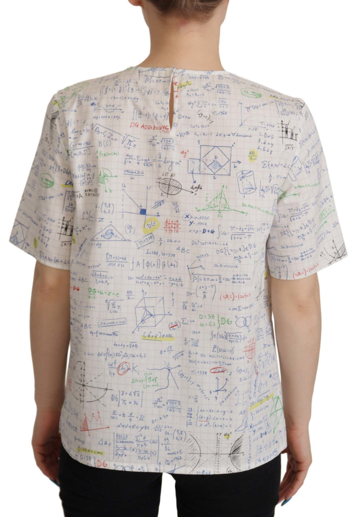Dolce &amp; Gabbana - White Cotton Algebra Print Short Sleeves Top