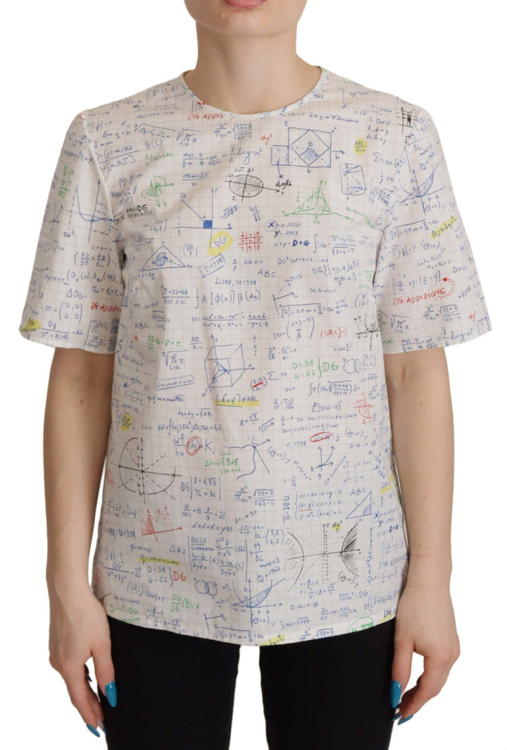 Dolce &amp; Gabbana - White Cotton Algebra Print Short Sleeves Top