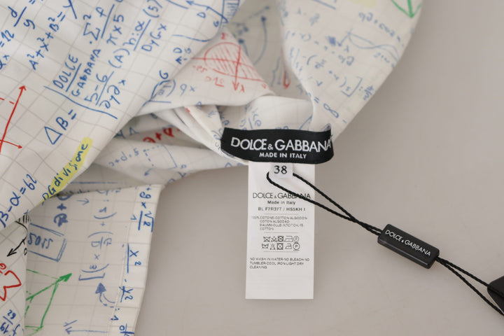 Dolce &amp; Gabbana - White Cotton Algebra Print Short Sleeves Top