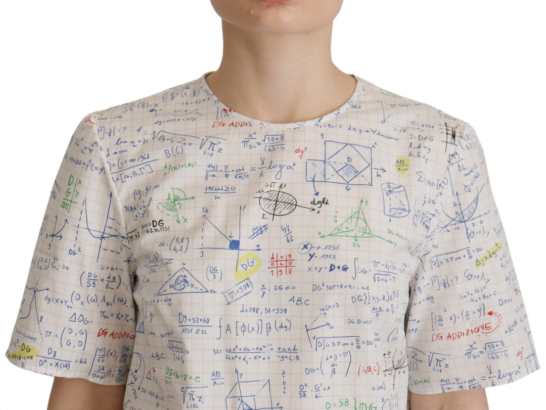 Dolce &amp; Gabbana - White Cotton Algebra Print Short Sleeves Top