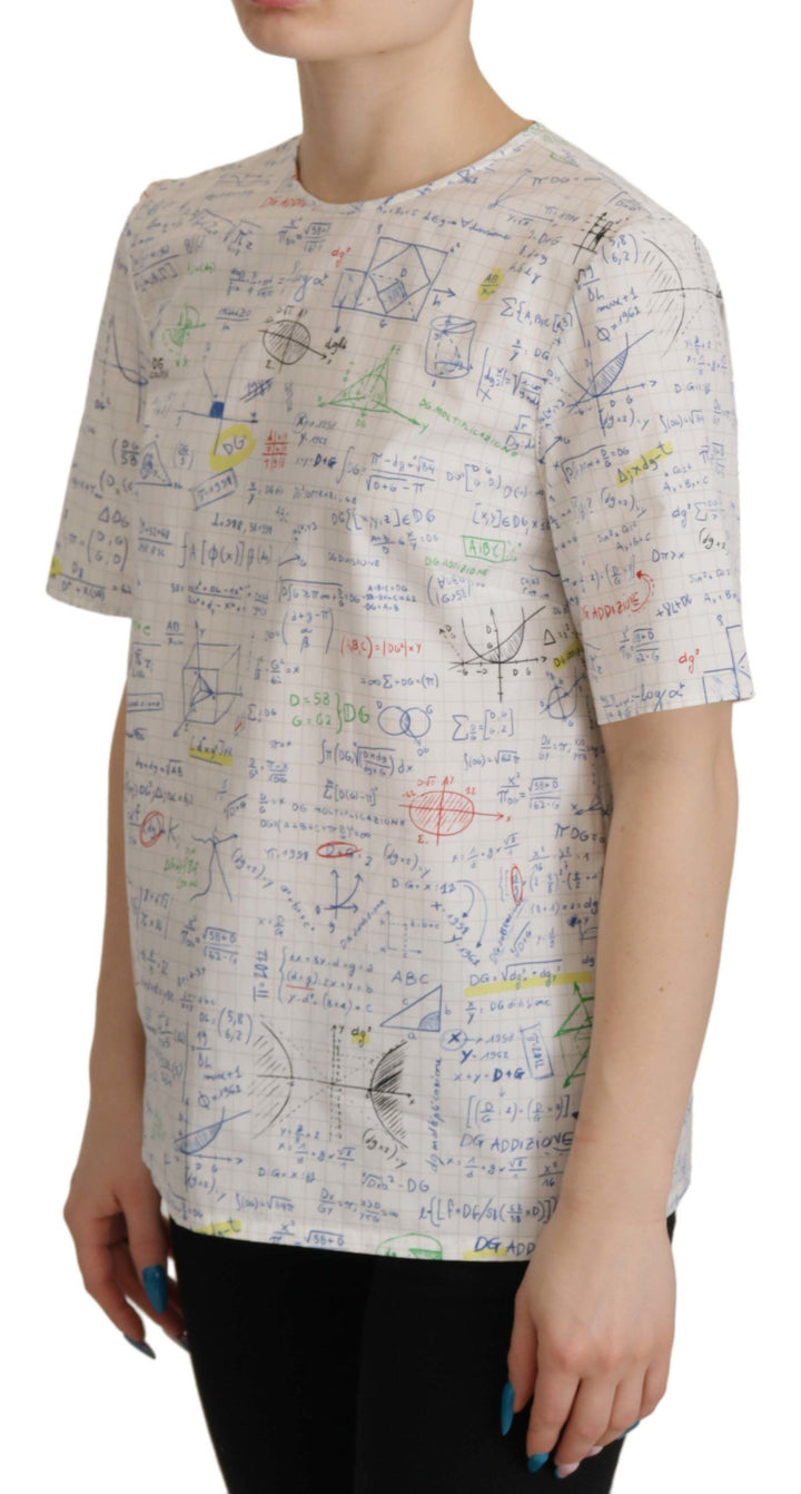 Dolce &amp; Gabbana - White Cotton Algebra Print Short Sleeves Top