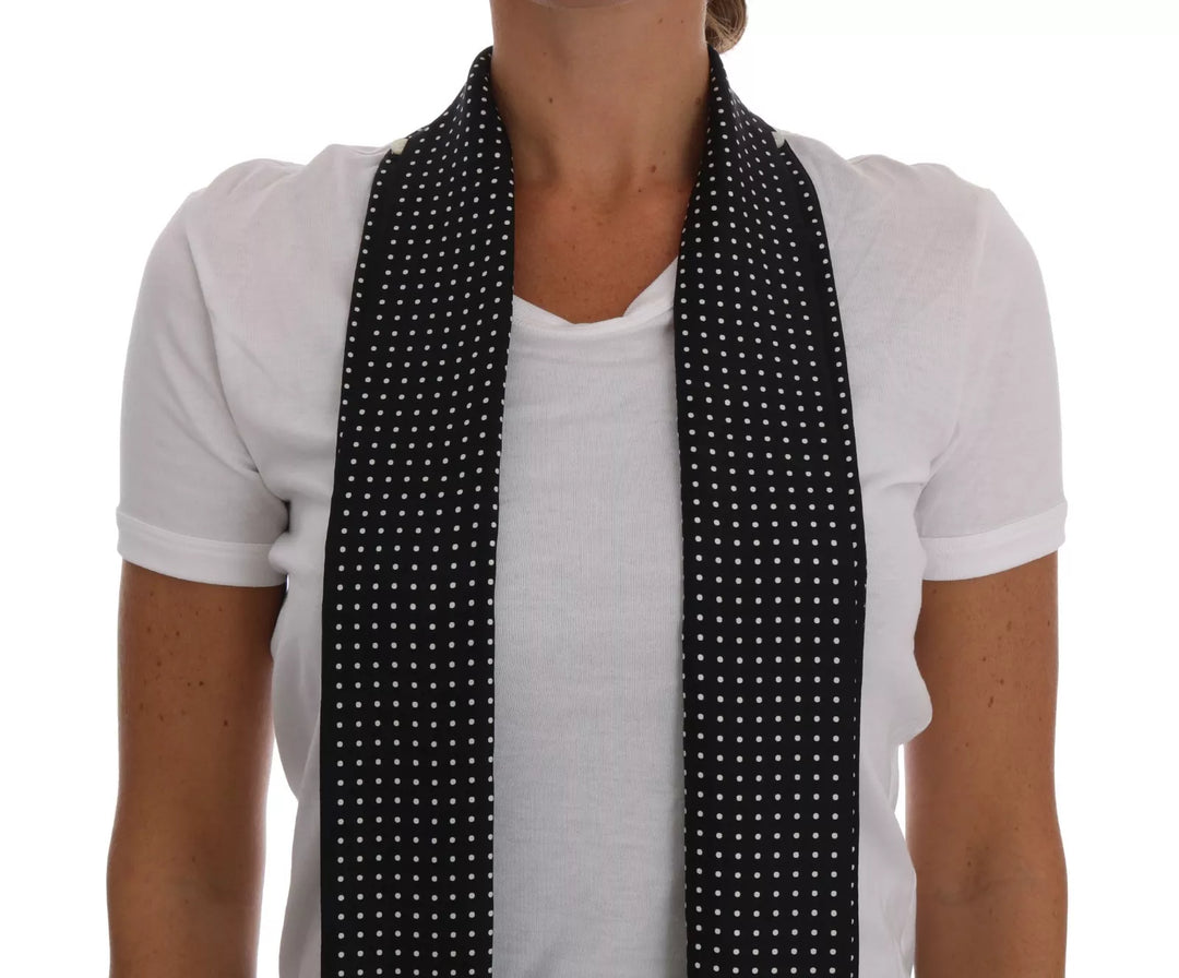 Dolce &amp; Gabbana - White Cotton Black Silk Scarf Top T-shirt