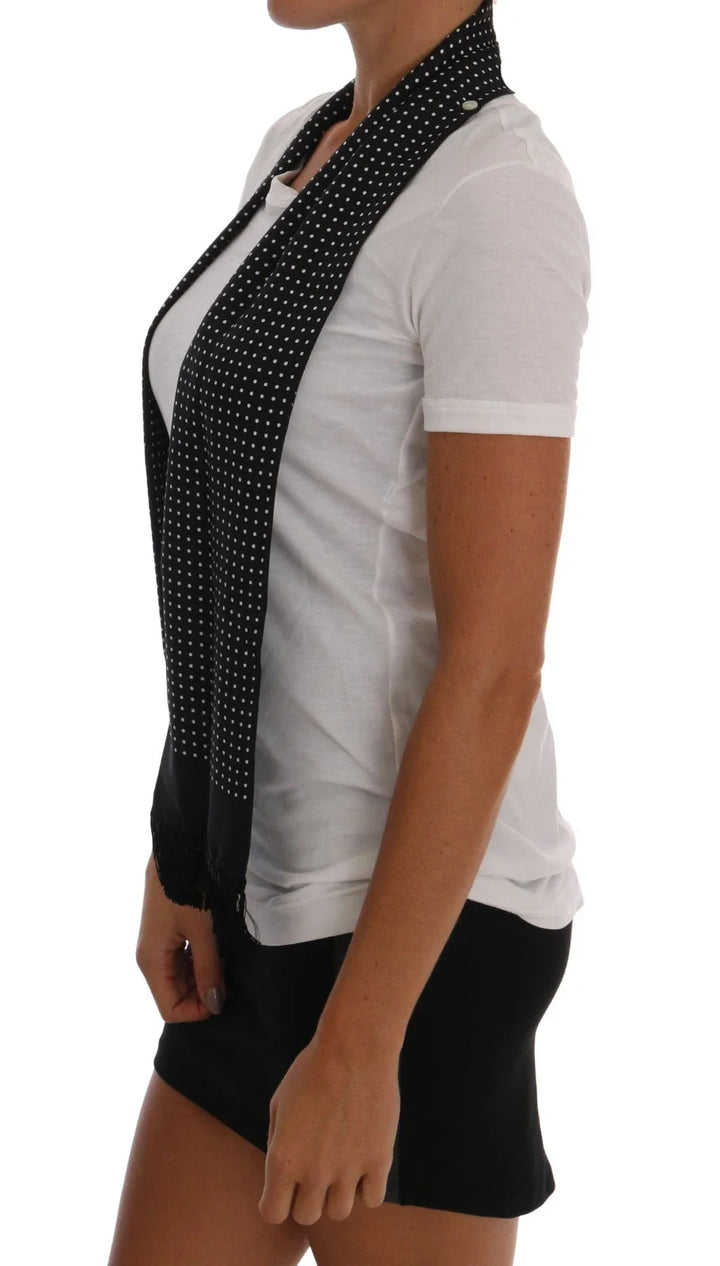 Dolce &amp; Gabbana - White Cotton Black Silk Scarf Top T-shirt