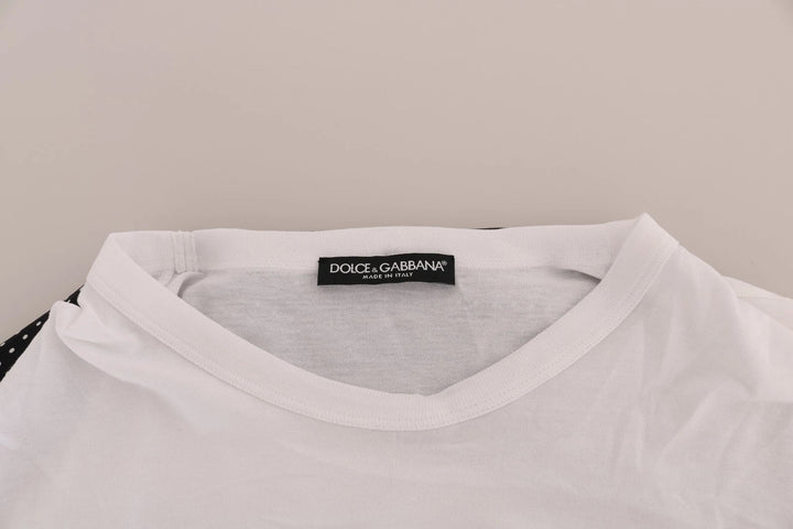 Dolce &amp; Gabbana - White Cotton Black Silk Scarf Top T-shirt