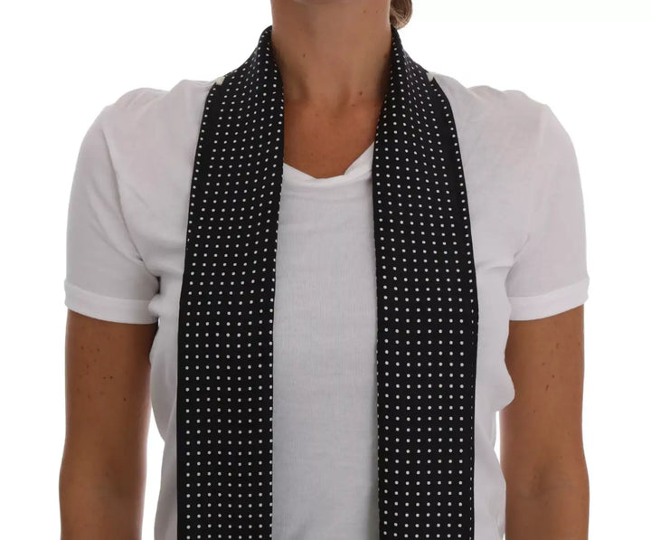 Dolce &amp; Gabbana White Cotton Black Silk Scarf Top T-shirt