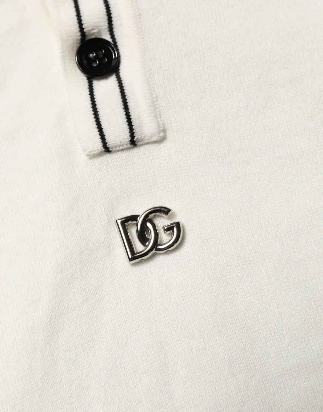 Dolce &amp; Gabbana White Cotton Blend Men Polo Pullover Sweater