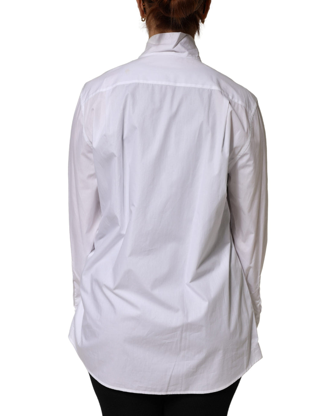 Dolce &amp; Gabbana Blouses - Women’s White Cotton Bow Tie Long Sleeves Blouse Top