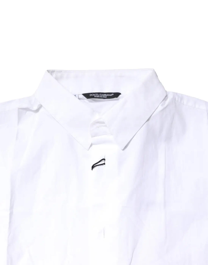 Dolce &amp; Gabbana White Cotton Button Down Casual Men Polo Shirt
