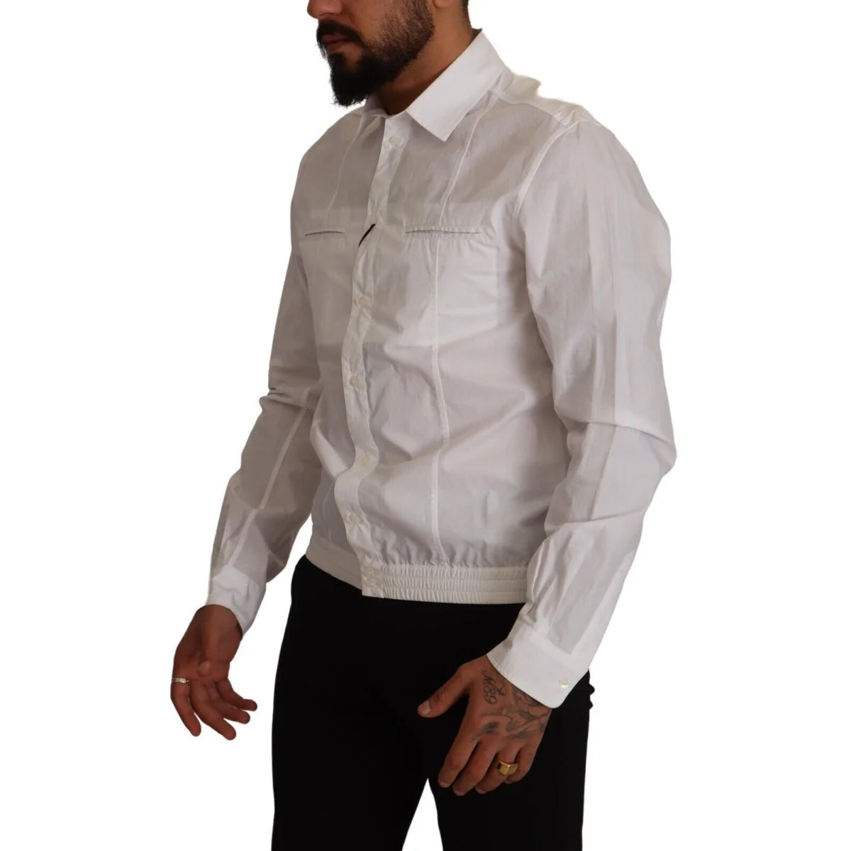Dolce and Gabbana White Cotton Button Men Collared Shirt Italy &
