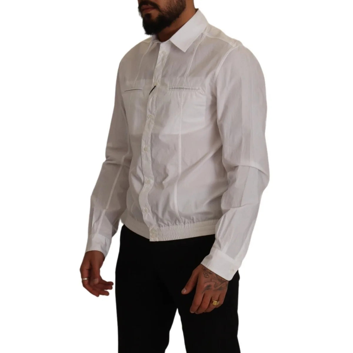Dolce and Gabbana White Cotton Button Men Collared Shirt Italy &