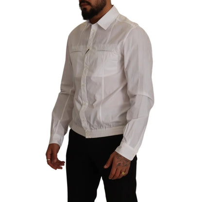 Dolce and Gabbana White Cotton Button Men Collared Shirt Italy &