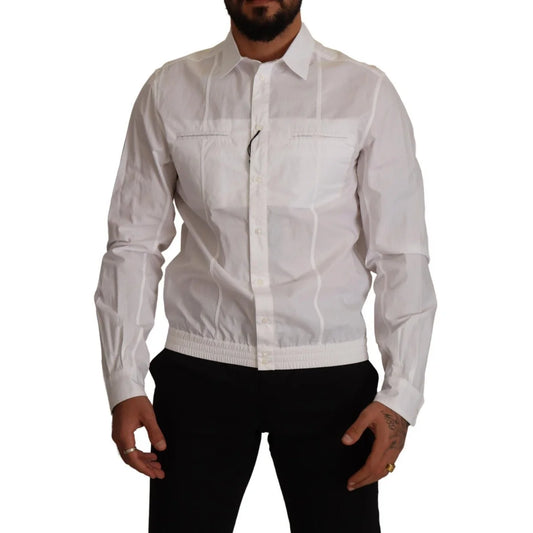 Dolce and Gabbana White Cotton Button Men Collared Shirt Italy &