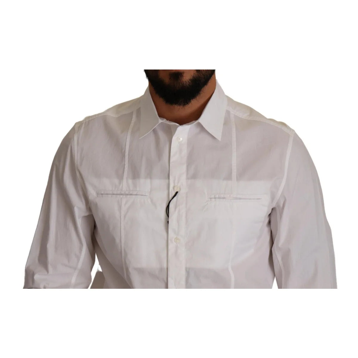 Dolce and Gabbana White Cotton Button Men Collared Shirt Italy &