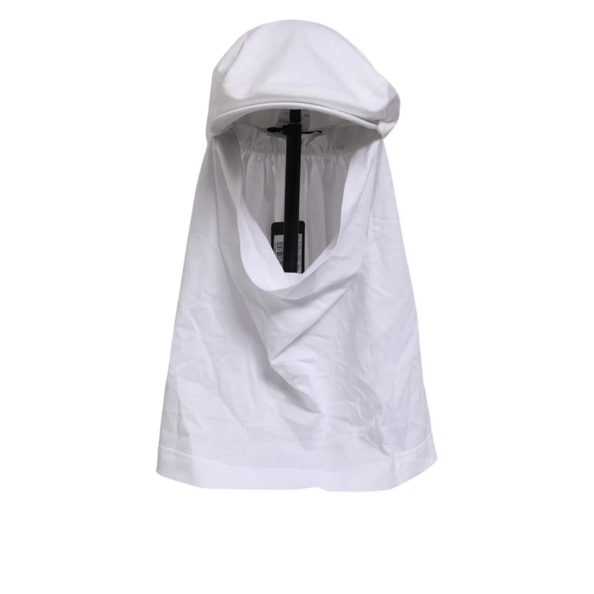 Dolce & Gabbana White Cotton Cap Balaclava with Logo Plaque