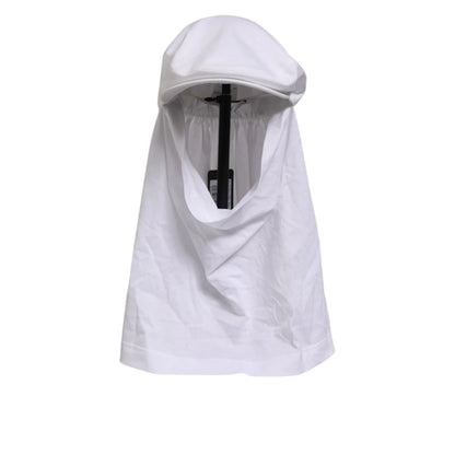 Dolce & Gabbana White Cotton Cap Balaclava with Logo Plaque