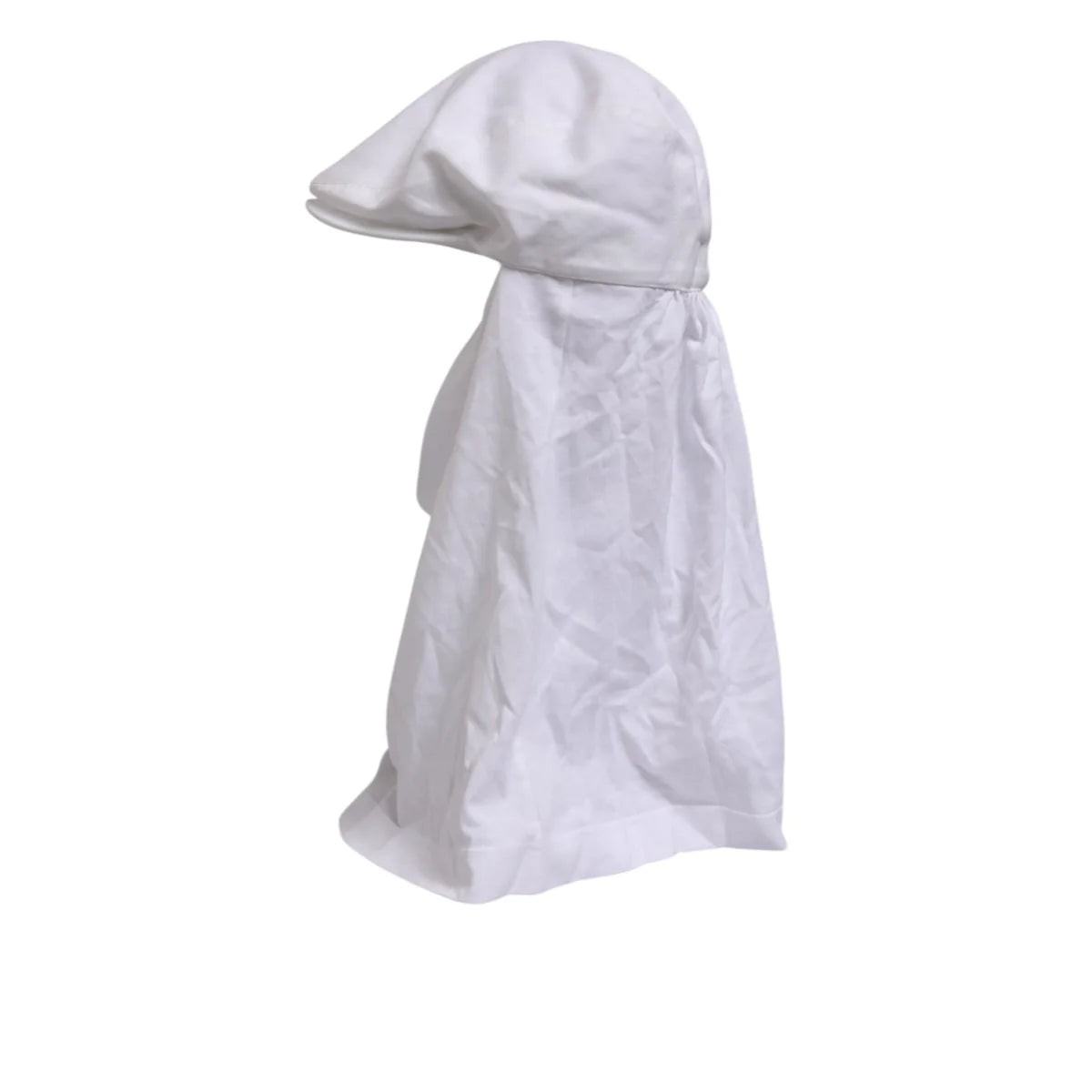 Dolce & Gabbana White Cotton Cap Balaclava with Logo Plaque