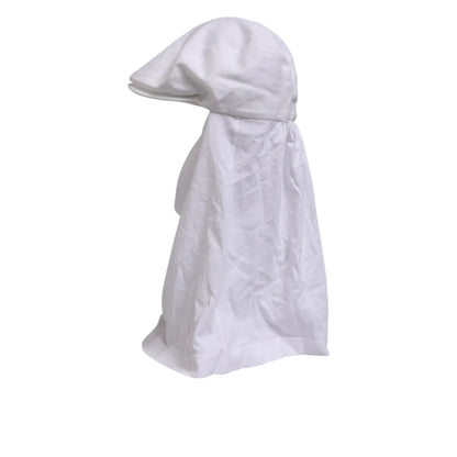Dolce & Gabbana White Cotton Cap Balaclava with Logo Plaque