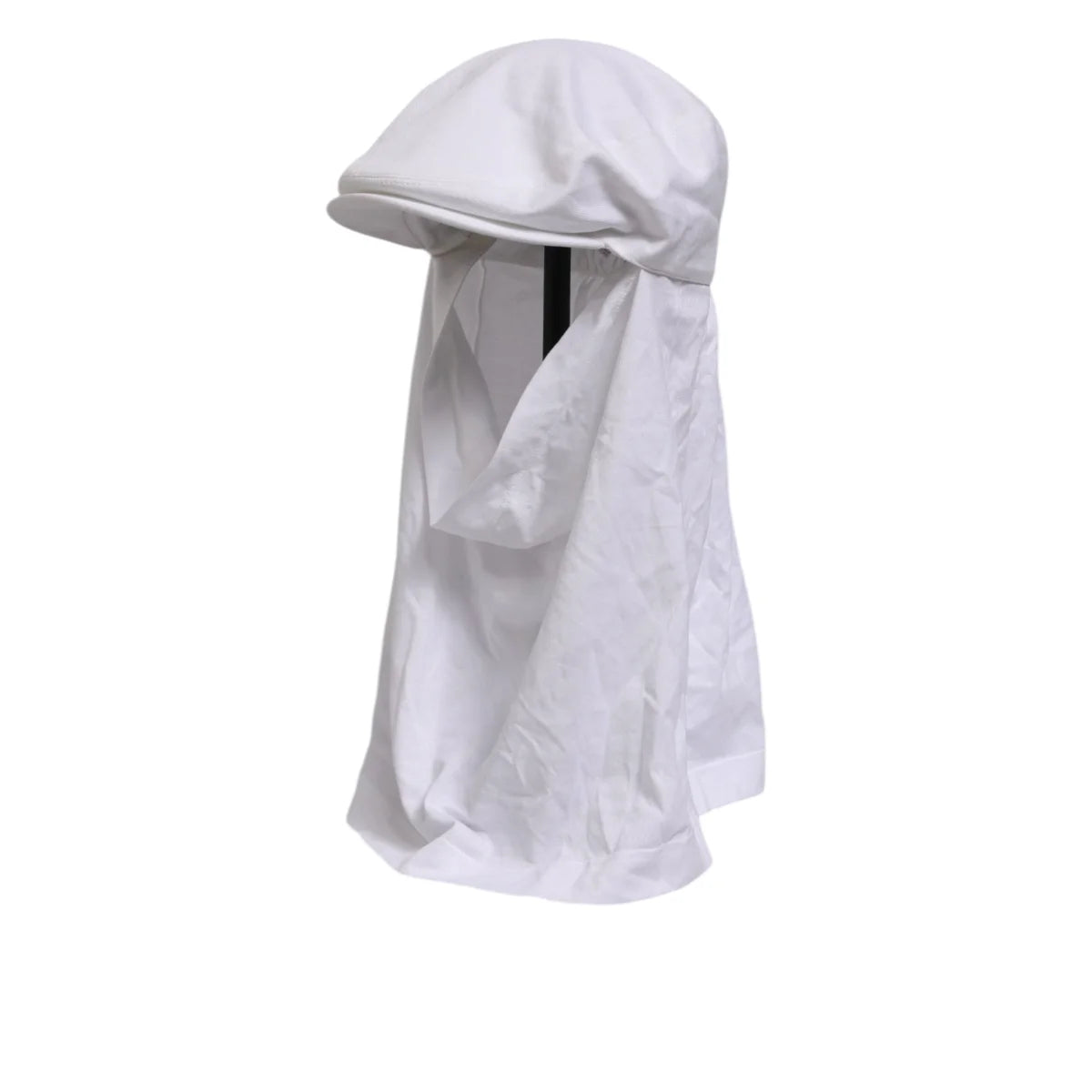 Dolce & Gabbana White Cotton Cap Balaclava with Logo Plaque