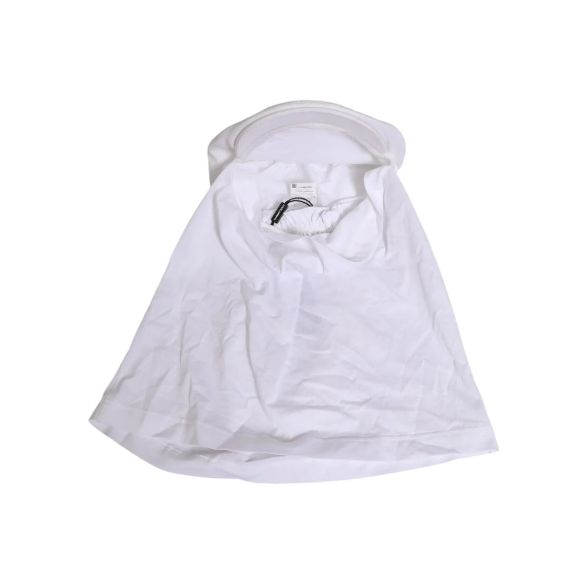 Dolce & Gabbana White Cotton Cap Balaclava with Logo Plaque