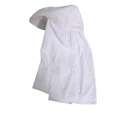 Dolce & Gabbana White Cotton Cap Balaclava with Logo Plaque