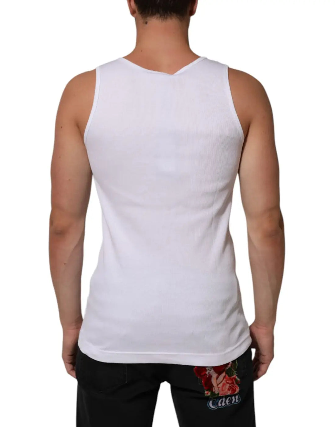 Dolce &amp; Gabbana White Cotton Chain Necklace Tank Top T-shirt