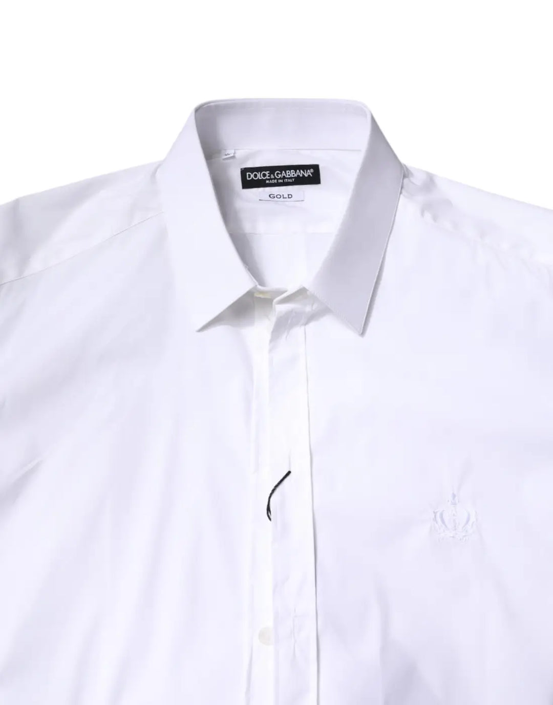 Dolce &amp; Gabbana White Cotton Collared GOLD FormalDress Shirt