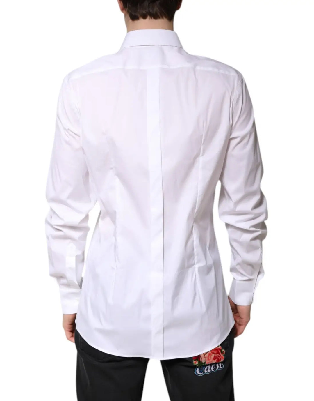 Dolce &amp; Gabbana White Cotton Collared GOLD FormalDress Shirt