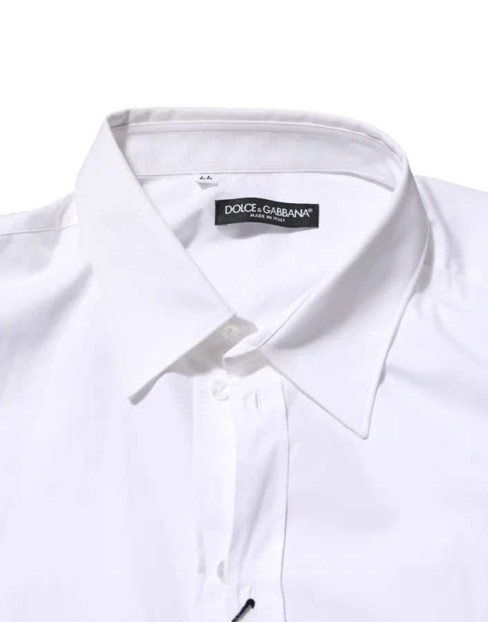 Dolce & Gabbana White Cotton Collared Long Sleeve Men Dress Shirt