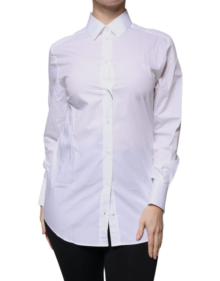Dolce &amp; Gabbana Shirts - White Cotton Collared Long Sleeves Shirt Top