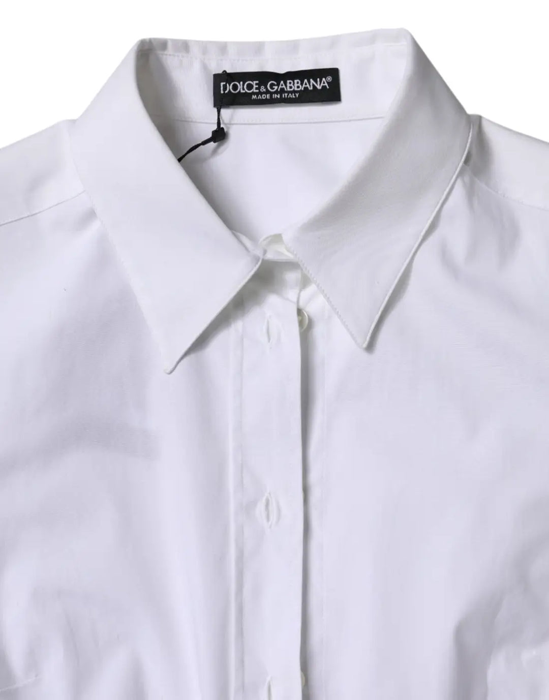 Dolce &amp; Gabbana White Cotton Collared Long Sleeves Shirt Top