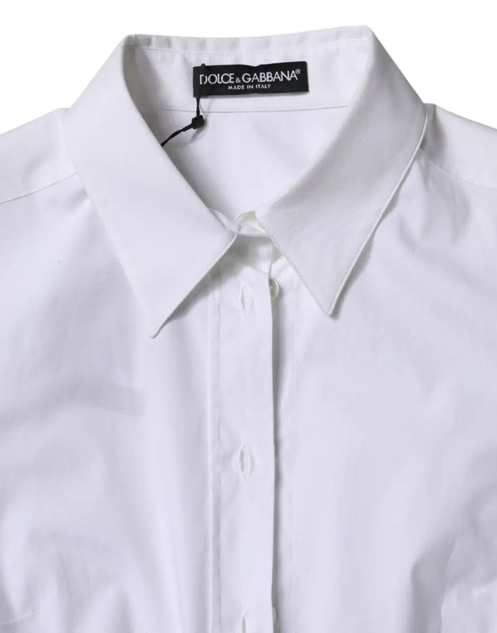 Dolce &amp; Gabbana White Cotton Collared Long Sleeves Shirt Top