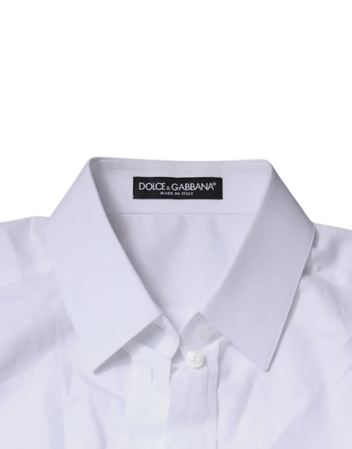 Dolce &amp; Gabbana White Cotton Collared Long Sleeves Shirt Top