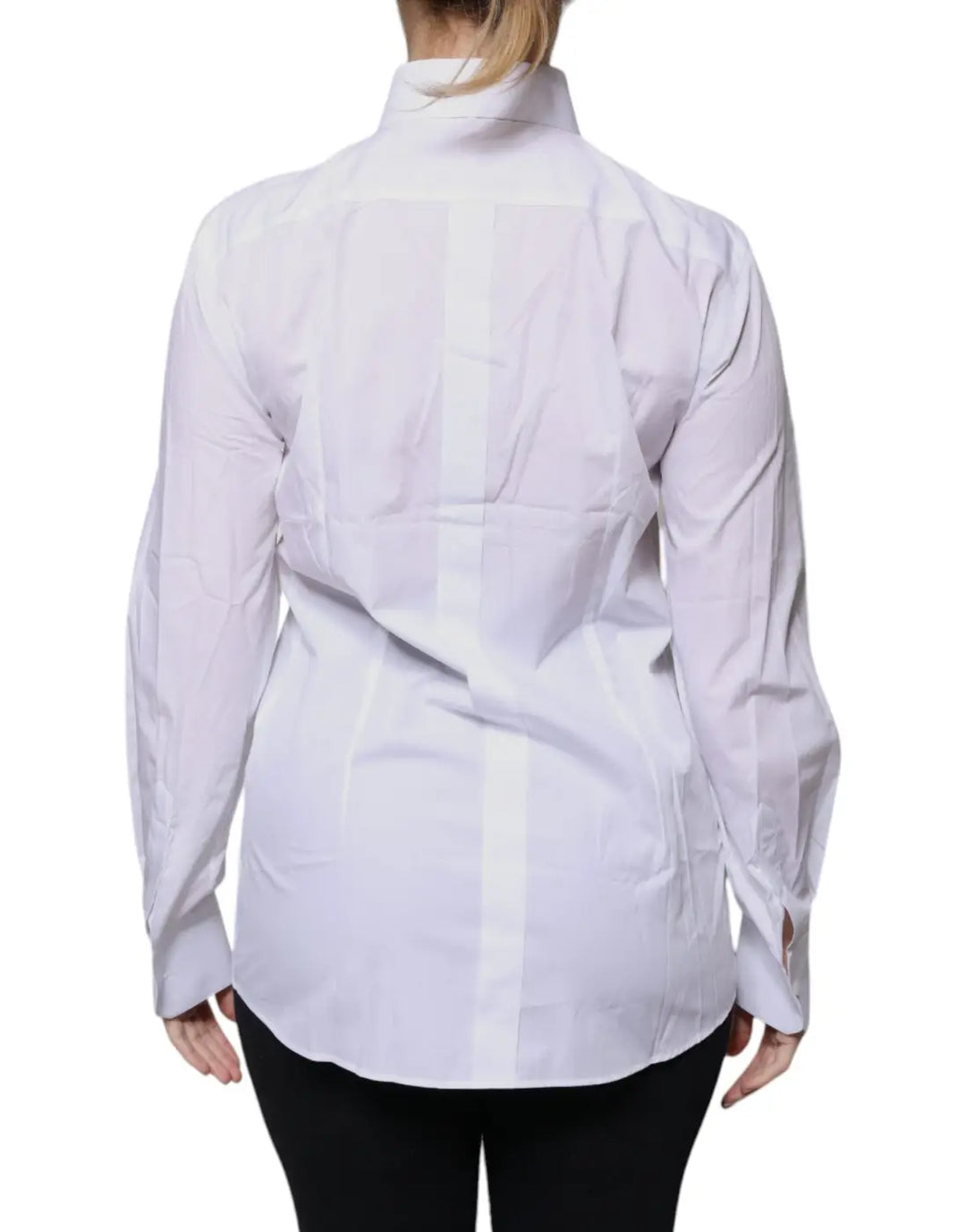 Dolce &amp; Gabbana White Cotton Collared Long Sleeves Shirt Top