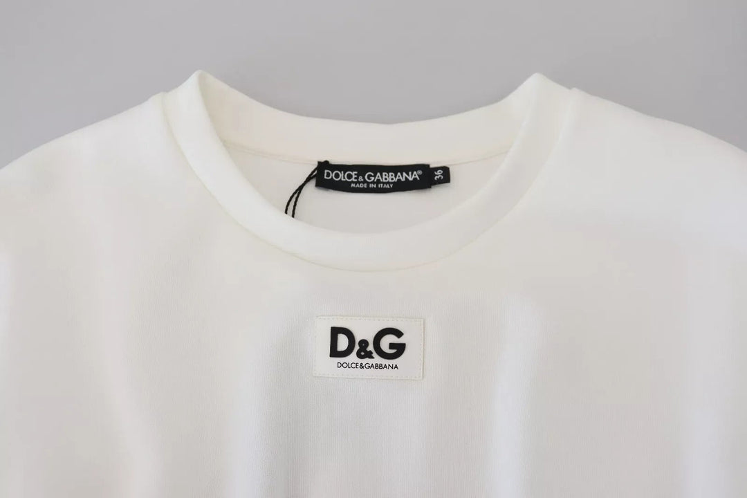 Dolce &amp; Gabbana - White Cotton Corset Stretch Top T-shirt