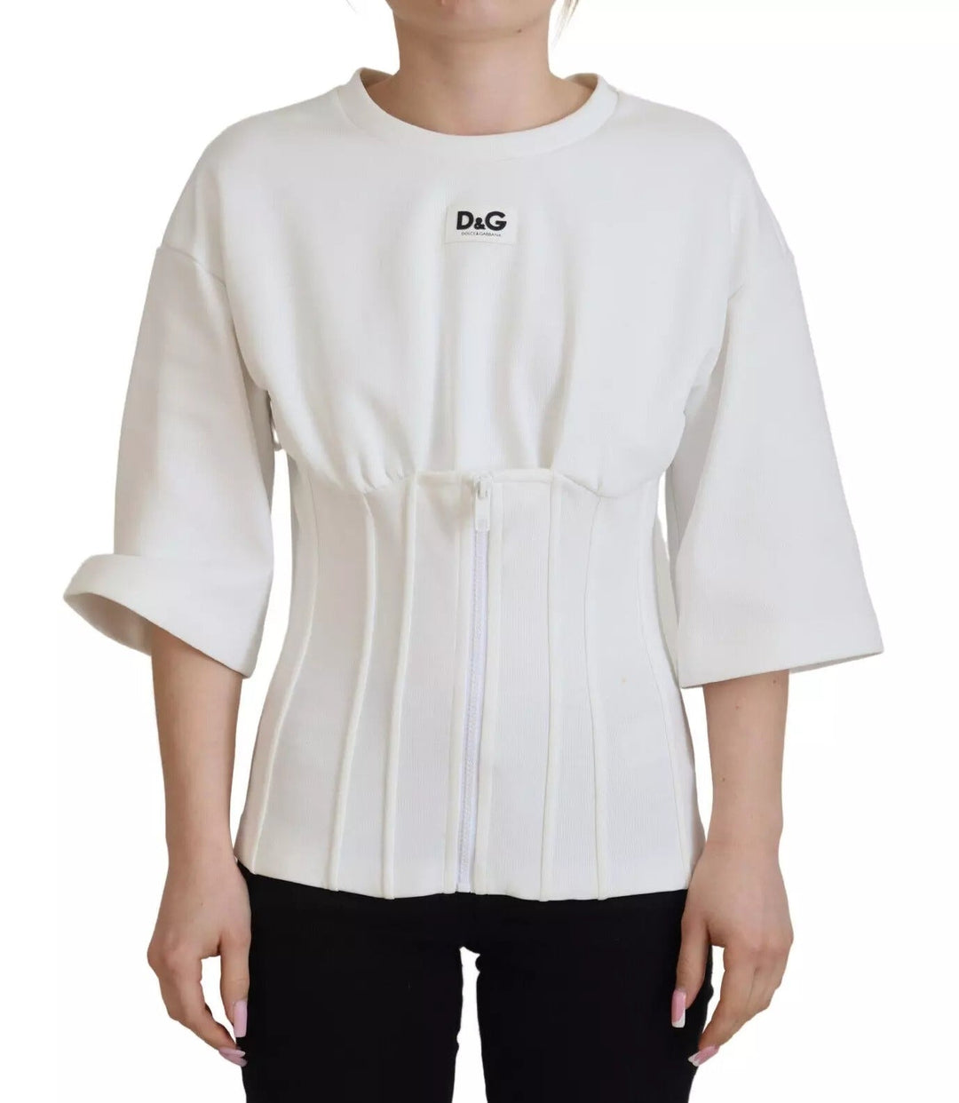 Dolce &amp; Gabbana - White Cotton Corset Stretch Top T-shirt