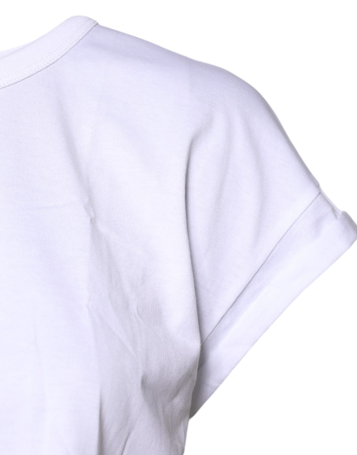 Dolce &amp; Gabbana - White Cotton Crew Neck Cropped T-shirt Top