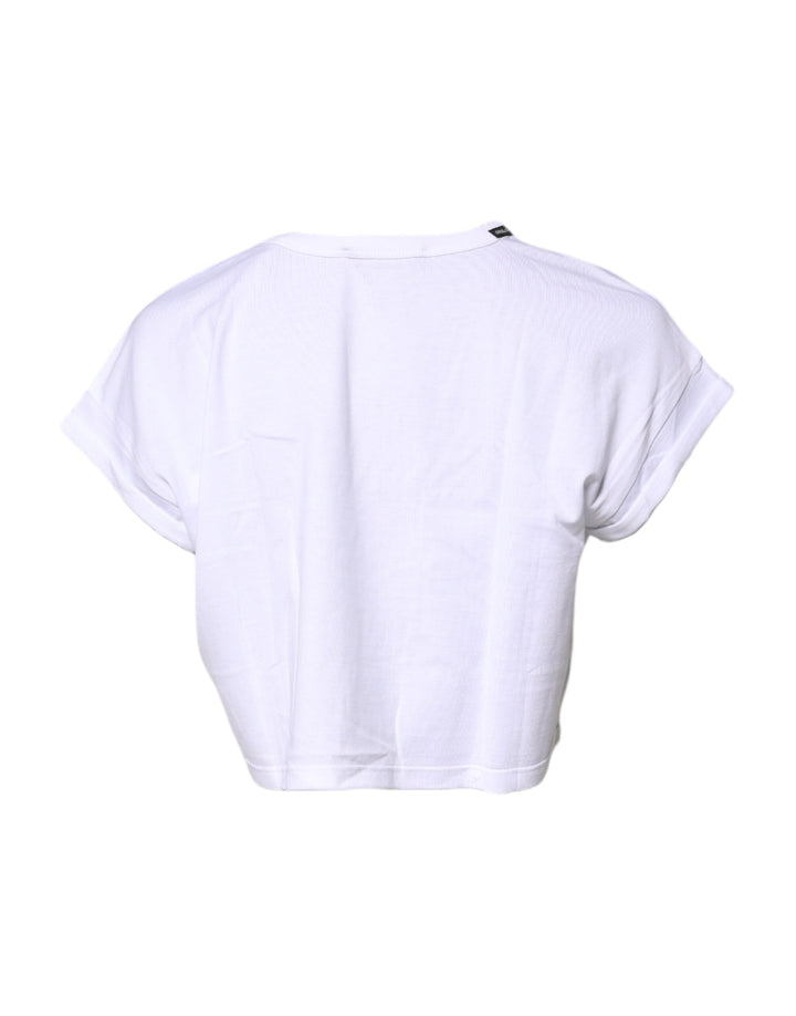 Dolce &amp; Gabbana - White Cotton Crew Neck Cropped T-shirt Top