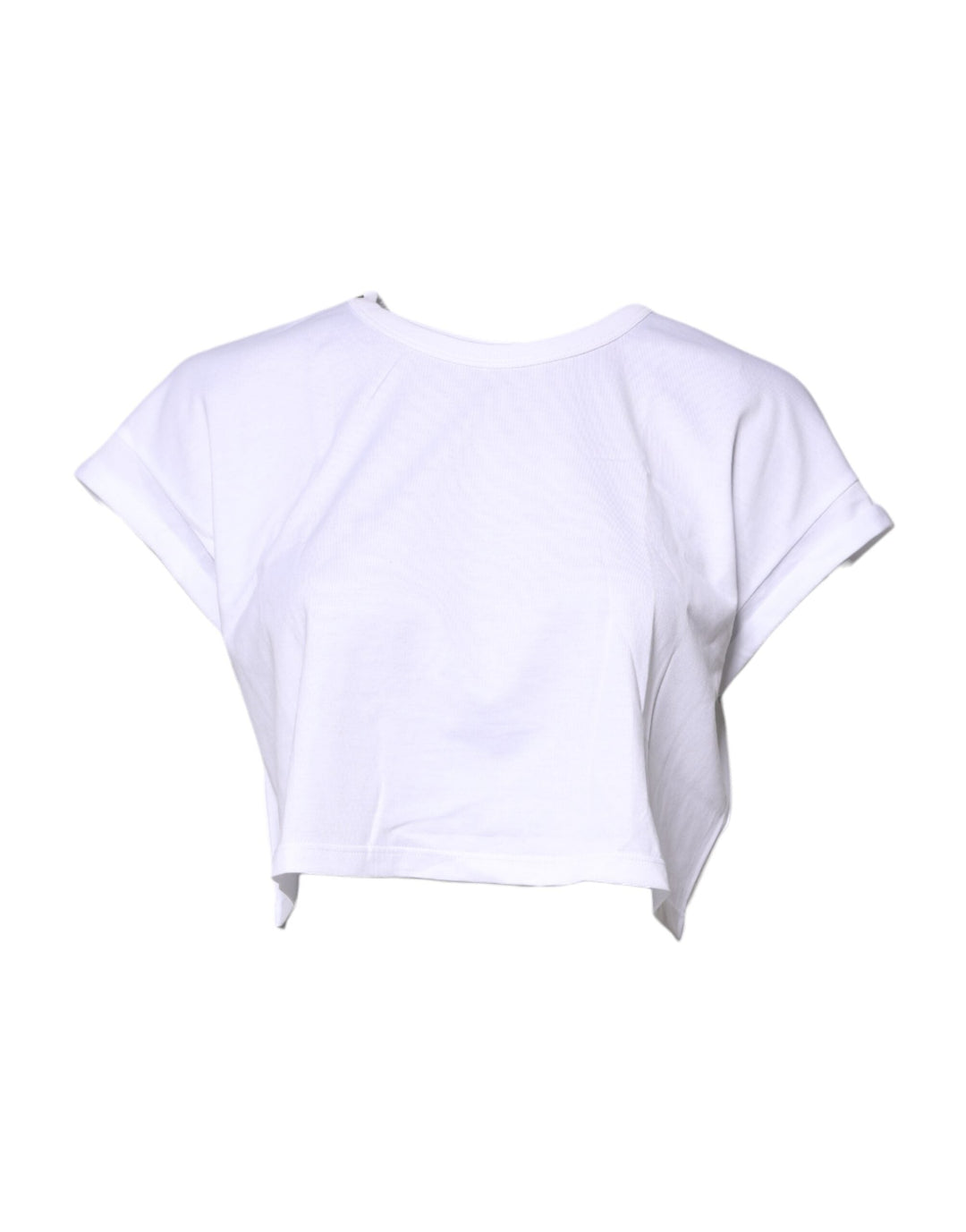Dolce &amp; Gabbana - White Cotton Crew Neck Cropped T-shirt Top