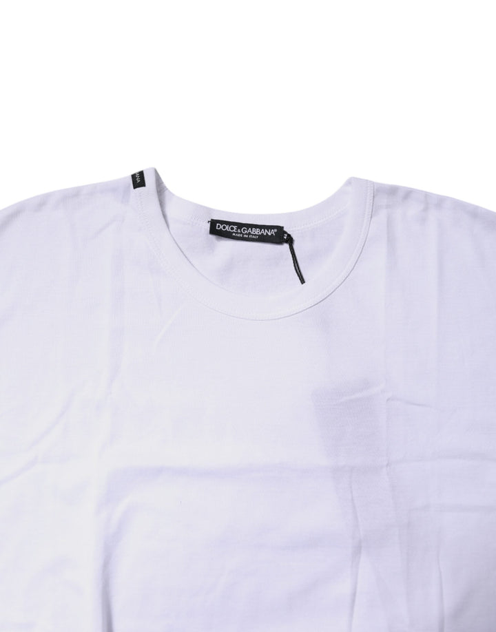 Dolce &amp; Gabbana - White Cotton Crew Neck Cropped T-shirt Top