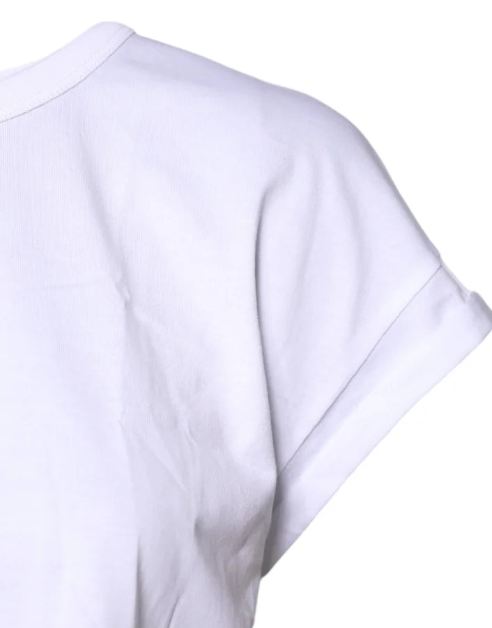 Dolce &amp; Gabbana White Cotton Crew Neck Cropped T-shirt Top