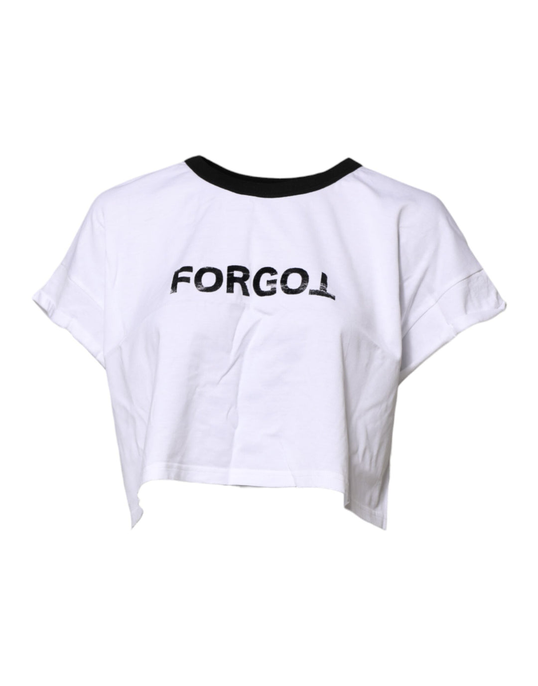 Dolce &amp; Gabbana T-Shirts - White Cotton Crew Neck Cropped Top T-shirt