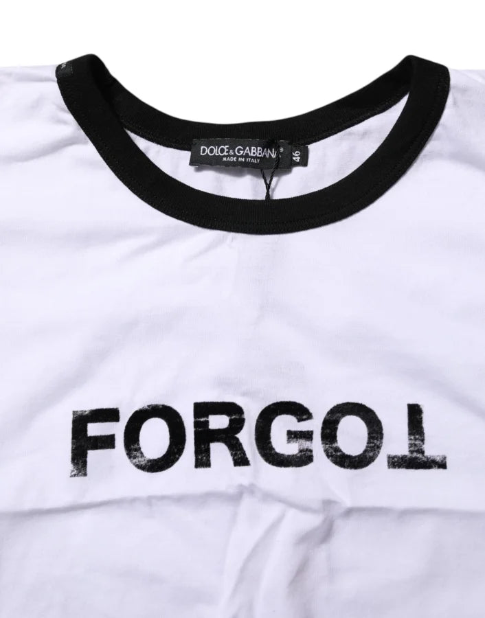 Dolce &amp; Gabbana White Cotton Crew Neck Cropped Top T-shirt